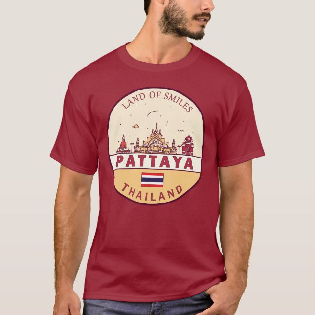 Pattaya Thailand City Skyline Emblem T-Shirt (Vorderseite)