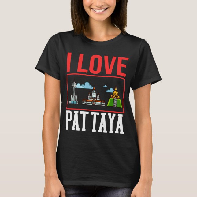 Pattaya Thailand City Skyline Karte T-Shirt (Vorderseite)