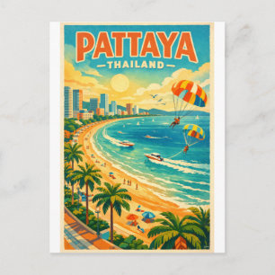 Pattaya, Thailand, in einem lebendigen Retro-Stil Postkarte