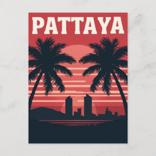 Pattaya Thailand Sonnenuntergang Palmen Postkarte