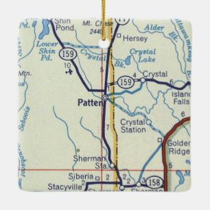 Patten Maine Vintage Karte Keramikornament