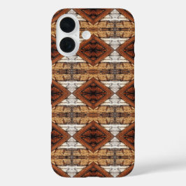 Pattenierte Holzplanken im Diamantmuster Mixed Med iPhone 16 Hülle
