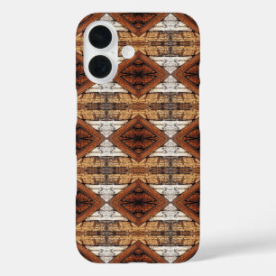 Pattenierte Holzplanken im Diamantmuster Mixed Med iPhone 16 Hülle