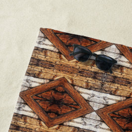 Pattenierte Holzplanken im Diamantmuster Mixed Med Strandtuch