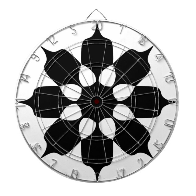 PATTER DER SCHWARZEN UND WEISSEN BLUME DARTSCHEIBE (vorne)