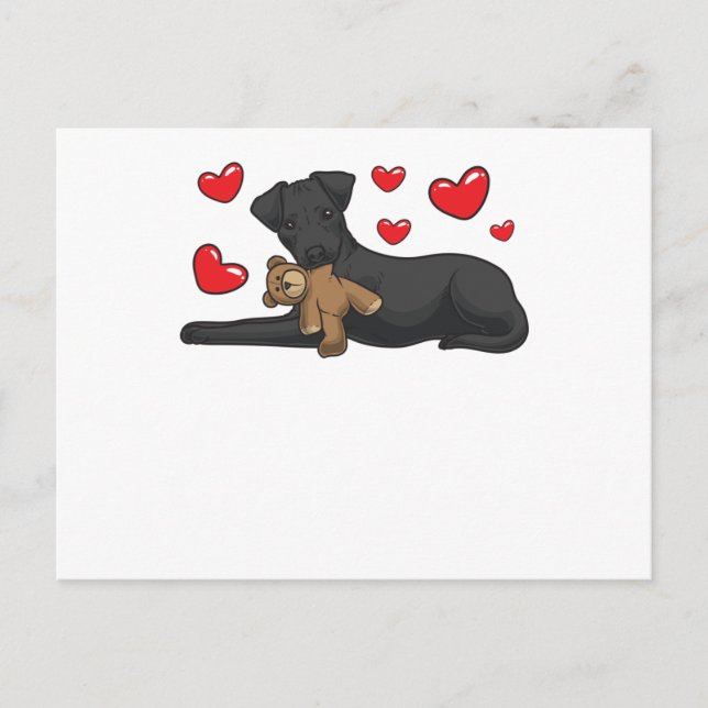 Patterdale Terrier Hund mit ausgestopften Tieren Postkarte (Vorderseite)