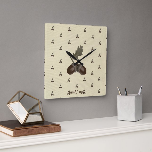 pattern_3_acorn_1 quadratische wanduhr (Büro)