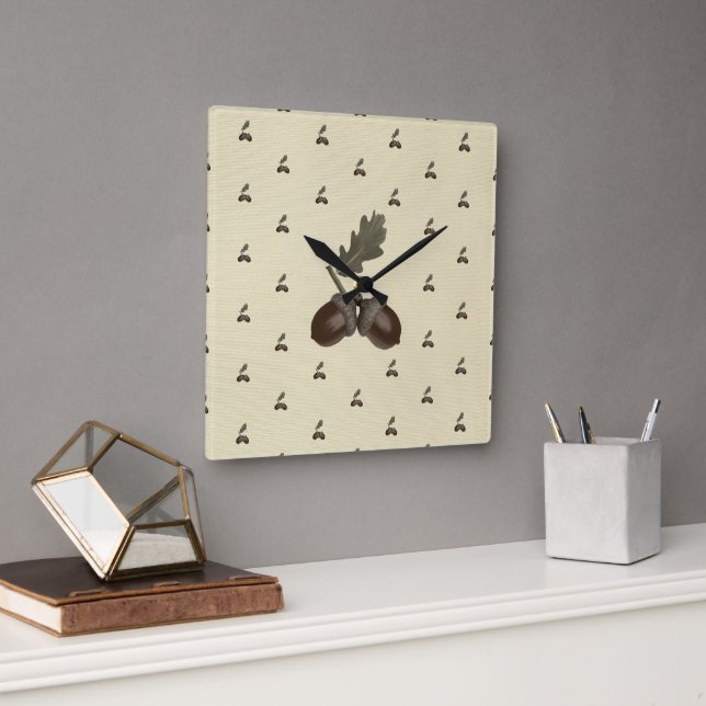 pattern_3_acorn_1 quadratische wanduhr (Büro)