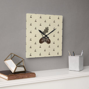 pattern_3_eichel_1 quadratische wanduhr