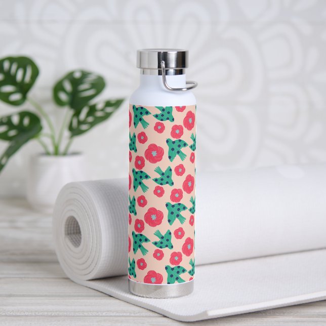 pattern_8_camellia und bird_2 trinkflasche (Yoga)