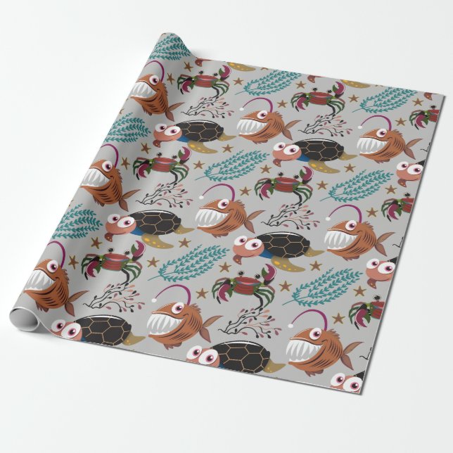 Pattern-Aquatic Ocean Underwater Geschenkpapier (Ungerollt)