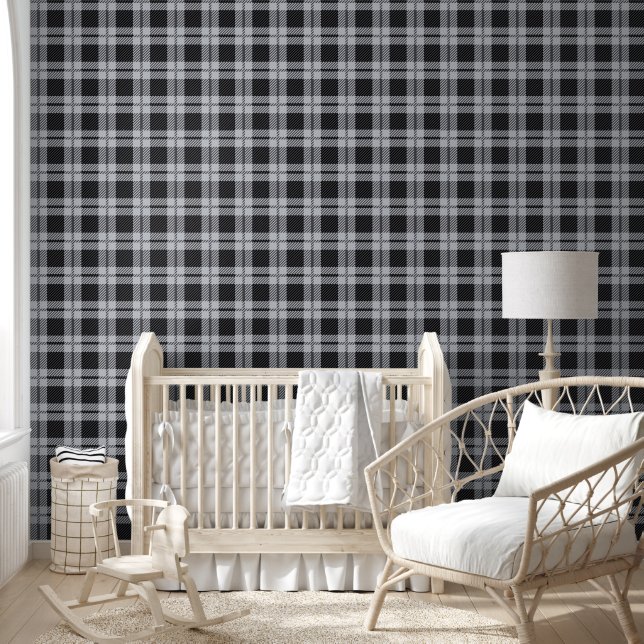 Pattern Black Gray Kariert Karos Zimmerbüro Tapete (Kinder)