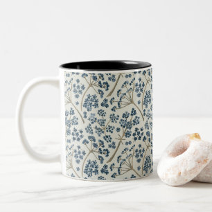 Pattern Blau Wasserfarben Dampf Kümmel Blume Zweifarbige Tasse
