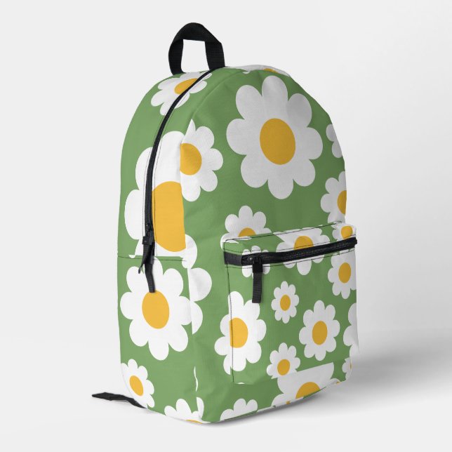 Pattern Blume Daisy Bedruckter Rucksack (Rückseitige Ecke links)