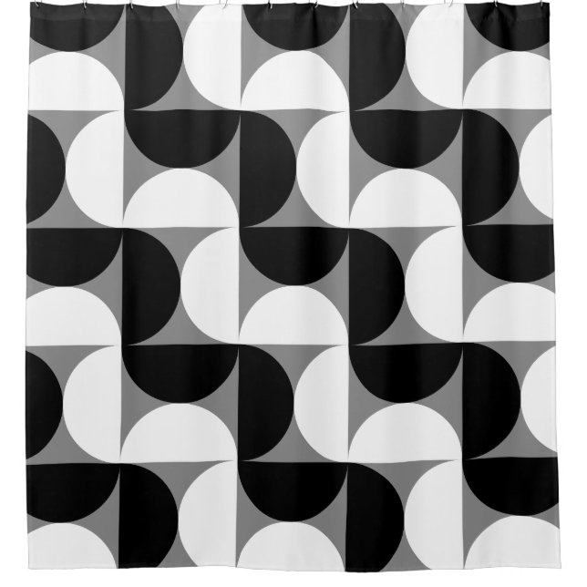Pattern Bowls Schwarz-weiß Duschvorhang (Vorderseite)