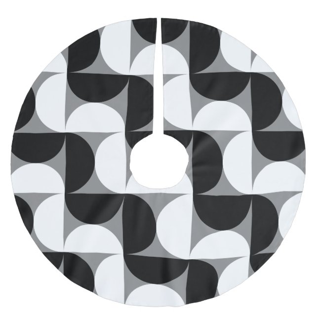 Pattern Bowls Schwarz-weiß Polyester Weihnachtsbaumdecke (Vorderseite)