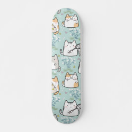 Pattern Cute Kawaii Cats butterbutterflies Skateboard