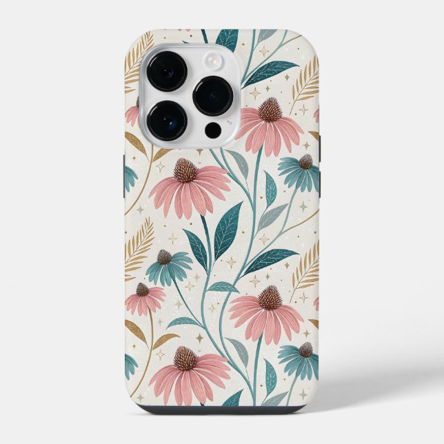 Pattern Echineceas Glitter iPhone Hülle (Rückseite)