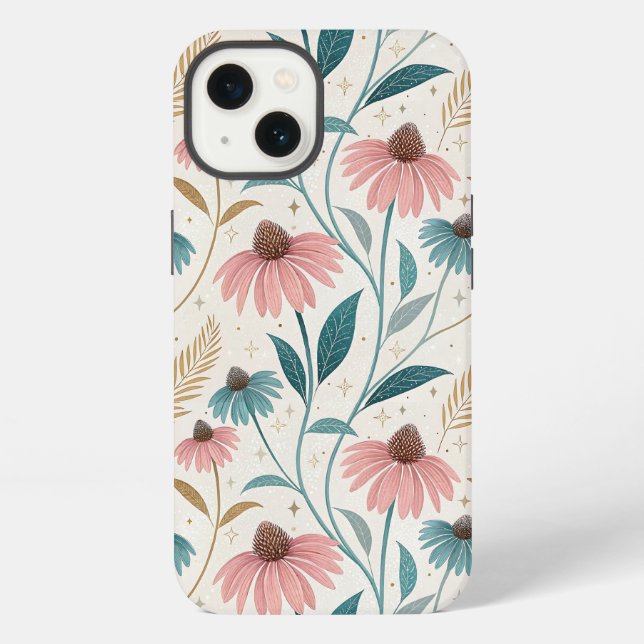 Pattern Echineceas Glitter iPhone Hülle (Rückseite)