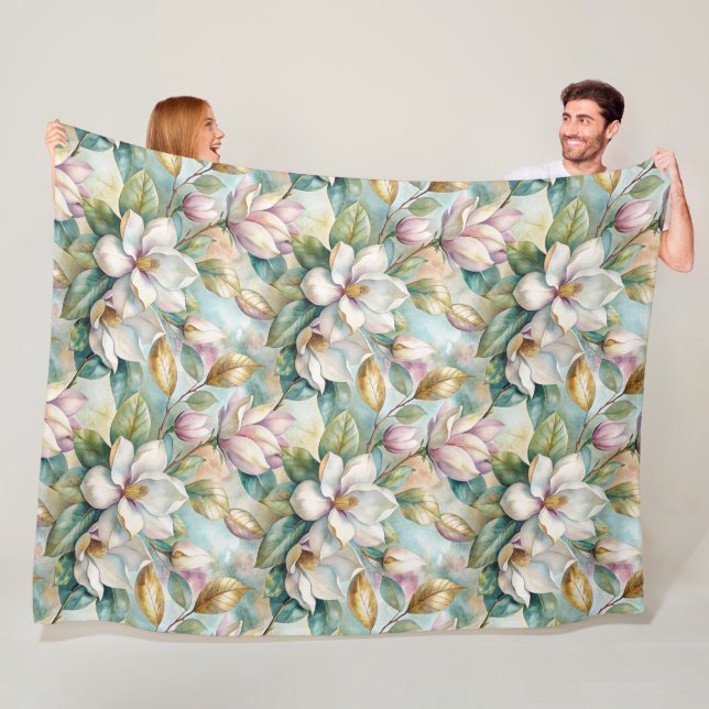 Pattern Elegant Magnolia Flowers Fleecedecke (Beispiel)