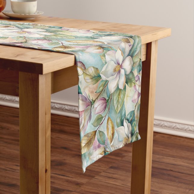 Pattern Elegant Magnolia Flowers Großer Tischläufer (Beispiel)
