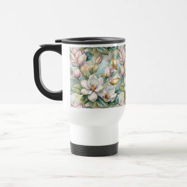 Pattern Elegant Magnolia Flowers Reisebecher (Links)