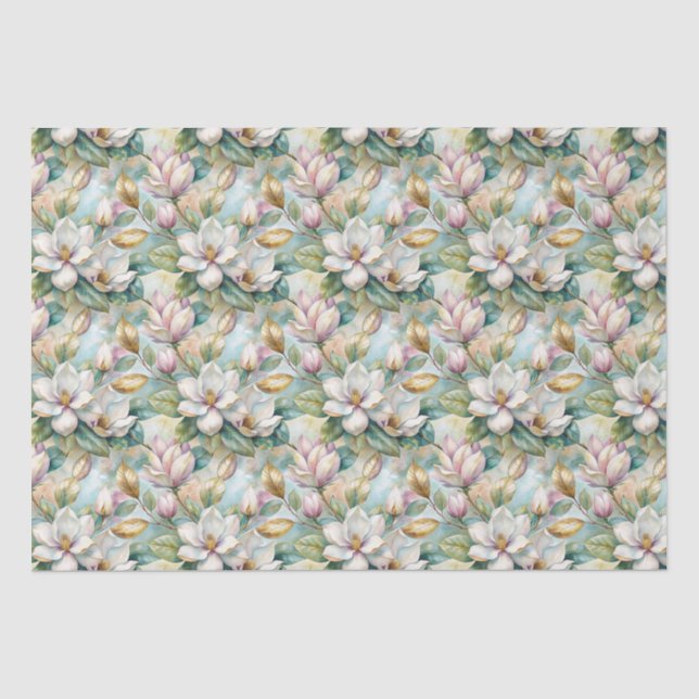 Pattern Elegant Magnolia Flowers Seidenpapier (Vorderseite)