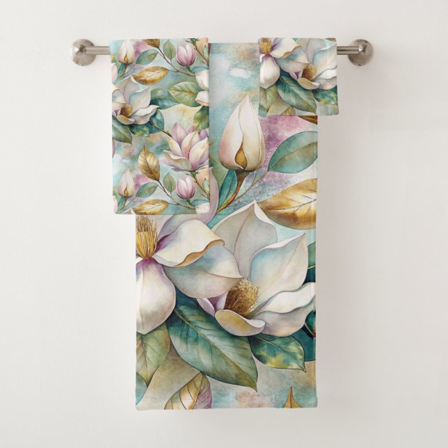 Pattern Elegant Magnolias Badhandtuch Set (Insitu)