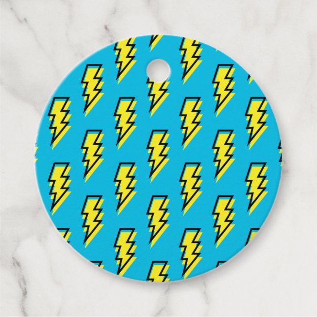 Pattern Fun Blue Yellow Bolt Neon Retro der 80er/9 Geschenkanhänger (Vorderseite)