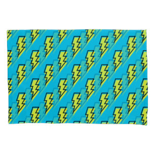 Pattern Fun Blue Yellow Bolt Neon Retro der 80er/9 Kissenbezug