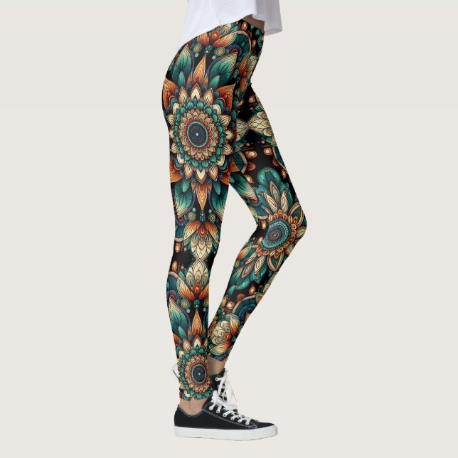 Pattern für afrikanische Blume - kühl und lebendig Leggings (Rechts)