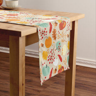 Pattern für Herbstpumpen und Blätter Kurzer Tischläufer