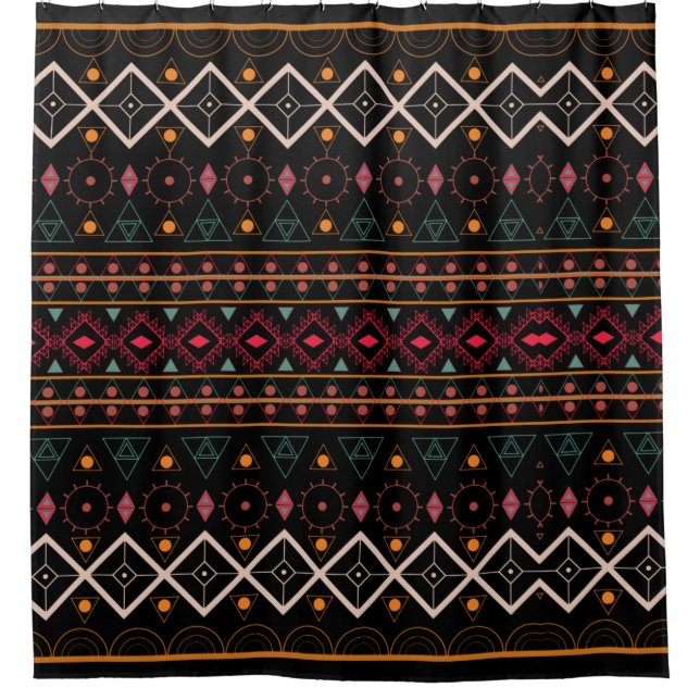 Pattern Geometric Vintag Trendy Stilvoll farbig Duschvorhang (Vorderseite)