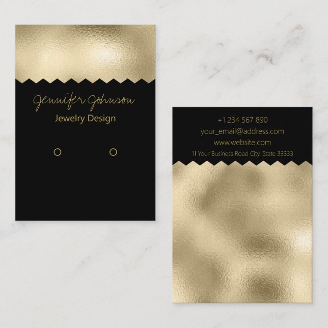 Pattern Gold Foil Ohrring Display Card Visitenkarte (Vorne/Hinten)