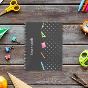 Pattern grau Polka Notebook Notizbuch