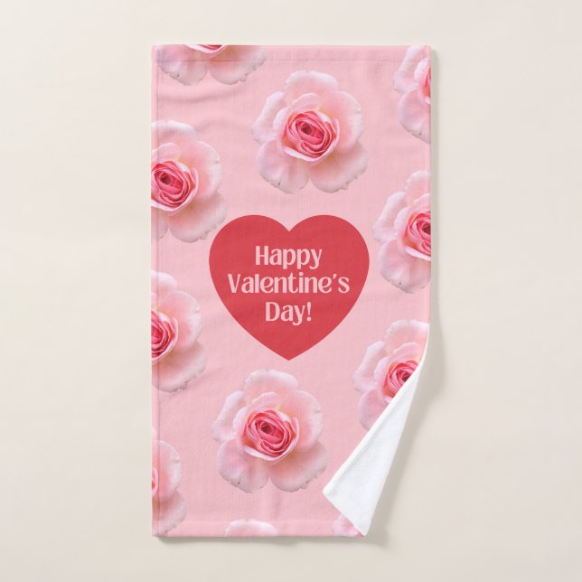 Pattern Happy Valentine`s Day 2024 Hintergrund Handtuch (Handtuch)