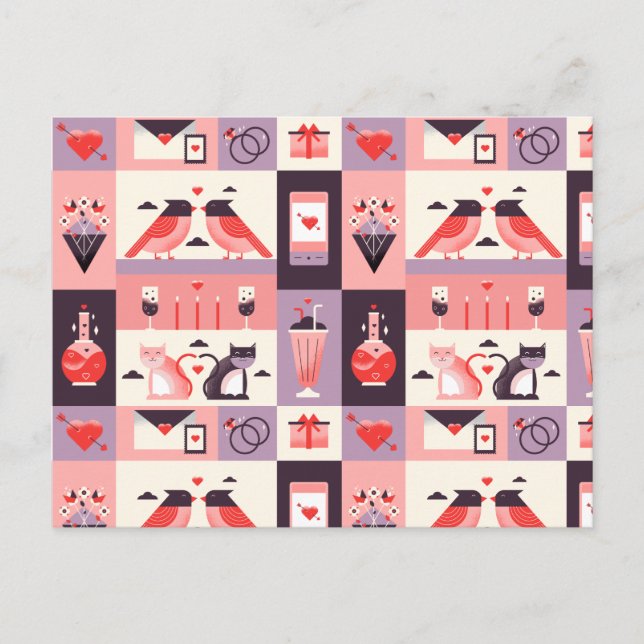 Pattern Herz Liebe Romance Valentinstag Hochzeit Postkarte (Vorderseite)
