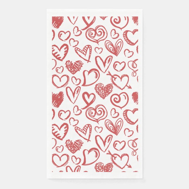 Pattern Herz Liebe Romance Valentinstag Hochzeit Serviette (Vorderseite)