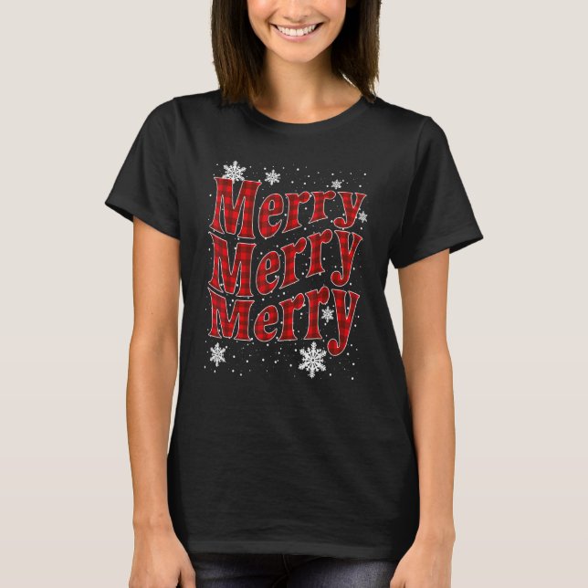 Pattern Letter Merry Christmas Xmas T-Shirt (Vorderseite)