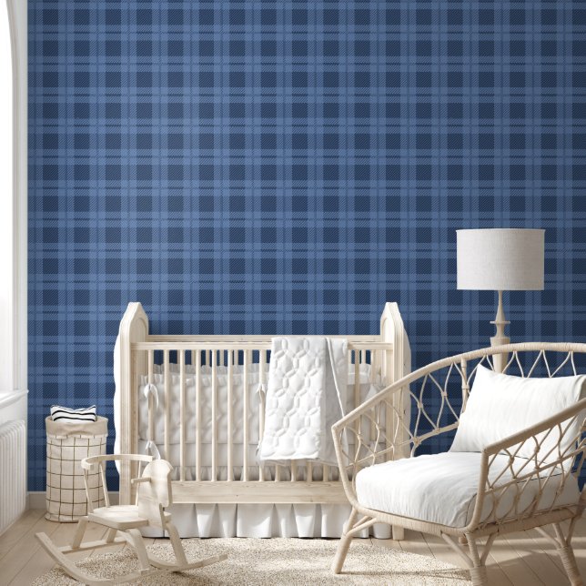 Pattern Navy Blue Kariert Karos Zimmerbüro Tapete (Kinder)