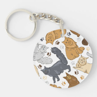 Pattern niedliche Katze, Maine Coon Schlüsselanhänger