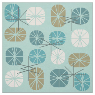 Pattern Oblongs Aquamarine Gold Stoff