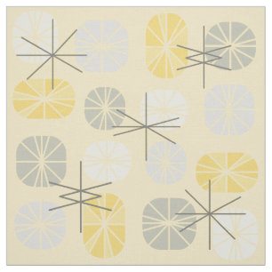 Pattern Oblongs Yellow Gray Stoff