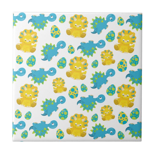 Pattern of Dinosaurs, Cute Dinosaurs, Baby Dino Fliese (Vorderseite)