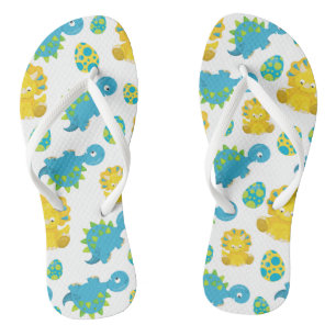 Pattern of Dinosaurs, Cute Dinosaurs, Baby Dino Flip Flops