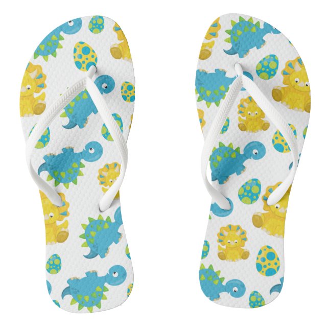 Pattern of Dinosaurs, Cute Dinosaurs, Baby Dino Flip Flops (Fußbett)