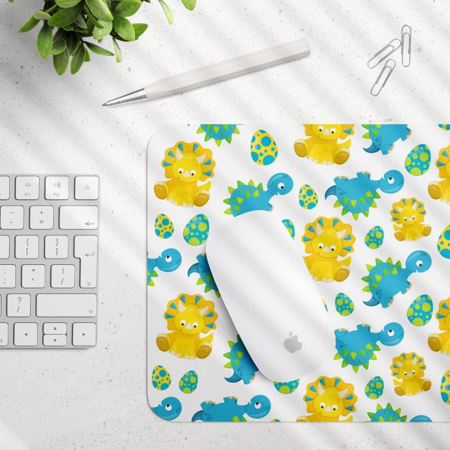 Pattern of Dinosaurs, Cute Dinosaurs, Baby Dino Mousepad (Von Creator hochgeladen)