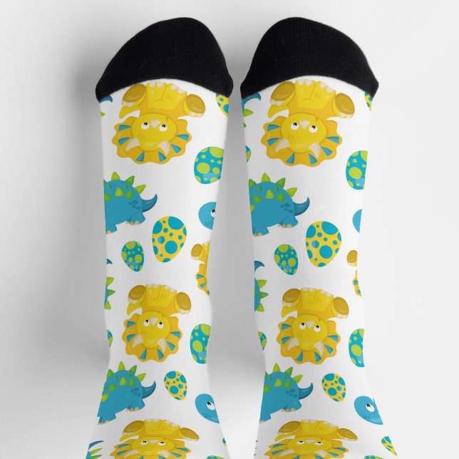 Pattern of Dinosaurs, Cute Dinosaurs, Baby Dino Socken (Oben)