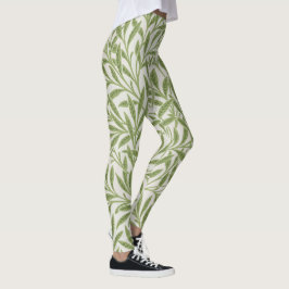 Pattern of green leafy branches leggings