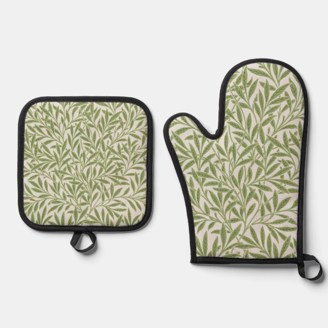 Pattern of green leafy branches  ofenhandschuh & Topflappen-Set (Vorderseite)